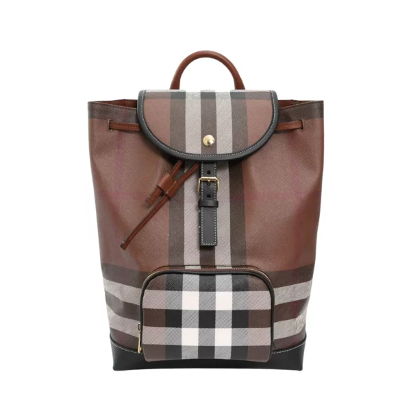 【全新】BURBERRY 格紋皮革雙肩包 E21818