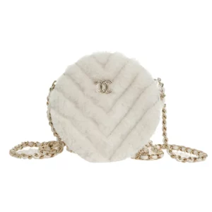 【二手】CHANEL 毛絨圓餅斜跨包