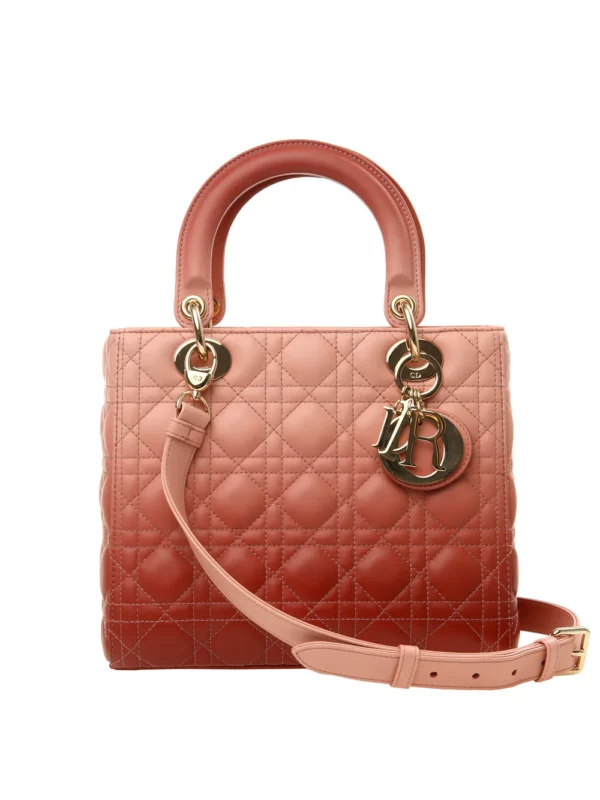 【二手】DIOR LADY DIOR 中號漸變色皮革手袋