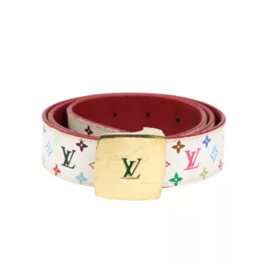 【二手】LOUIS VUITTON 彩花雙面皮帶 85 M9682 E22710