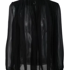 【二手】SAINT LAURENT 褶皺半透明罩衫 34