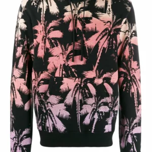 【二手】SAINT LAURENT 棕樹印花連帽衫 M