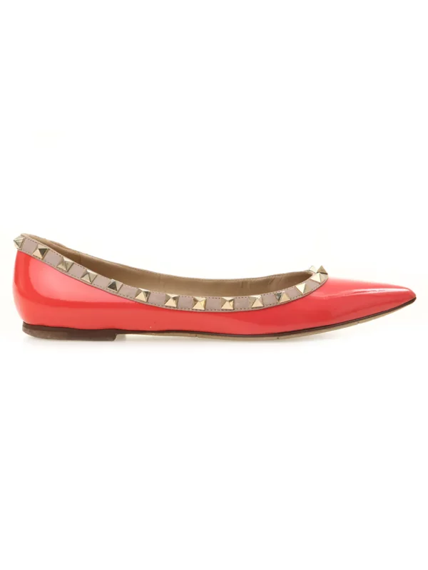 【二手】VALENTINO ROCKSTUD 漆皮鉚釘芭蕾平底鞋 36