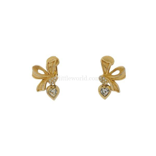 【中古】CHRISTIAN DIOR 心形水鑽耳夾 PD3050